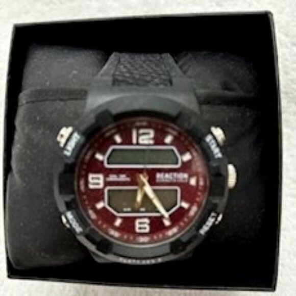 Kenneth Cole Reaction men's black silicone analog and digital sport watch NWOT - Picture 1 of 5
